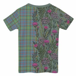ScotsTee Shop Scottish Whitelaw Family Crest Tartan T-shirt Scottish Thistle Flower Half Style