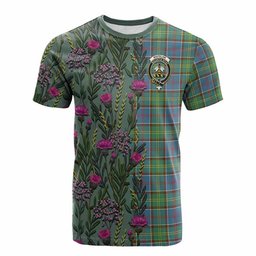 ScotsTee Shop Scottish Whitelaw Family Crest Tartan T-shirt Scottish Thistle Flower Half Style