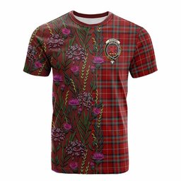 ScotsTee Shop Scottish Stewart (Stuart) of Bute Family Crest Tartan T-shirt Scottish Thistle Flower Half Style