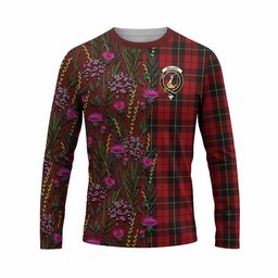 ScotsTee Shop Scottish Wallace Family Crest Tartan T-shirt Scottish Thistle Flower Half Style