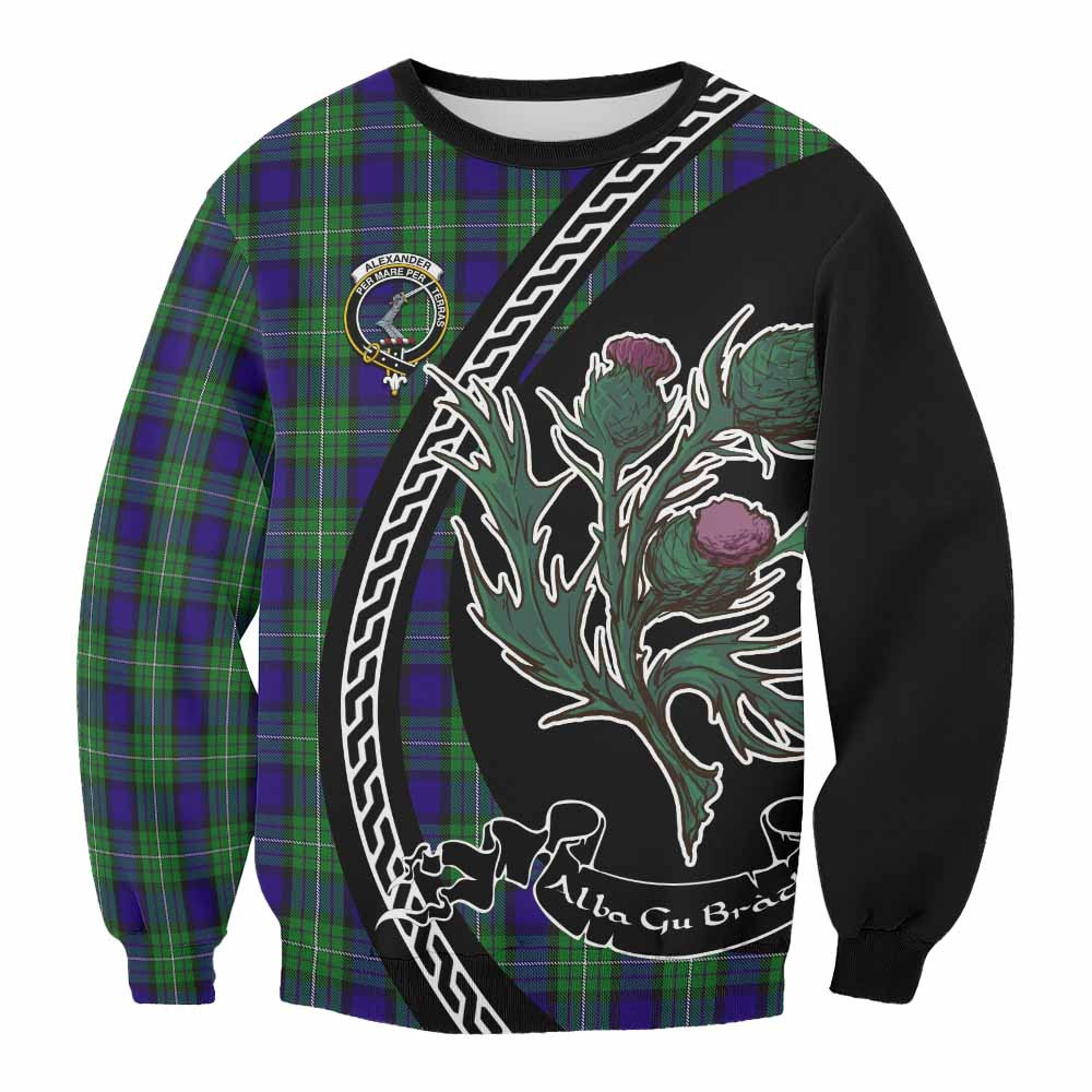 ScotsTee Shop Alexander Family Crest Tartan Sweatshirt Alba Thistle Inspired