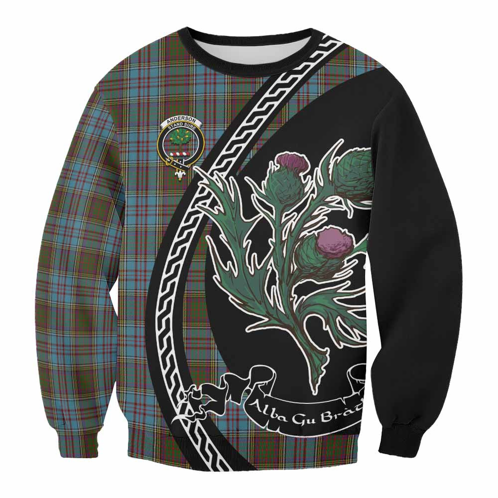 ScotsTee Shop Anderson Family Crest Tartan Sweatshirt Alba Thistle Inspired