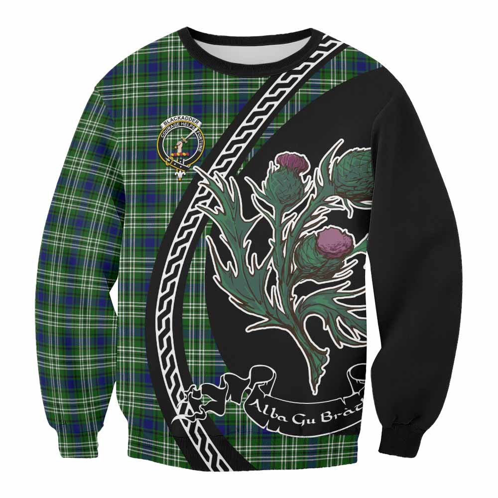 ScotsTee Shop Blackadder Family Crest Tartan Sweatshirt Alba Thistle Inspired