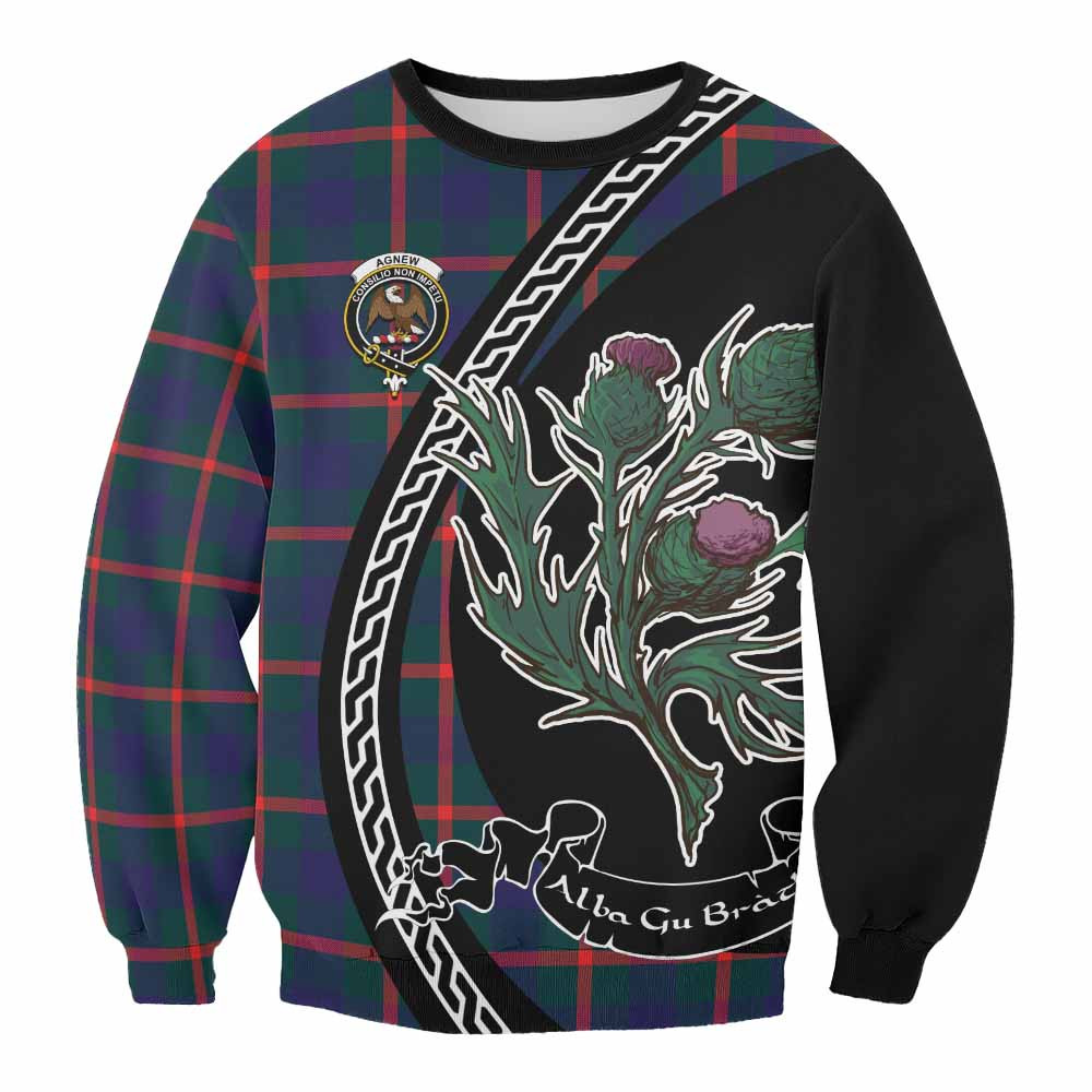 ScotsTee Shop Agnew Family Crest Tartan Sweatshirt Alba Thistle Inspired