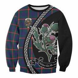 ScotsTee Shop Agnew Family Crest Tartan Sweatshirt Alba Thistle Inspired