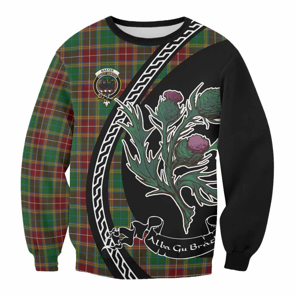 ScotsTee Shop Baxter Family Crest Tartan Sweatshirt Alba Thistle Inspired