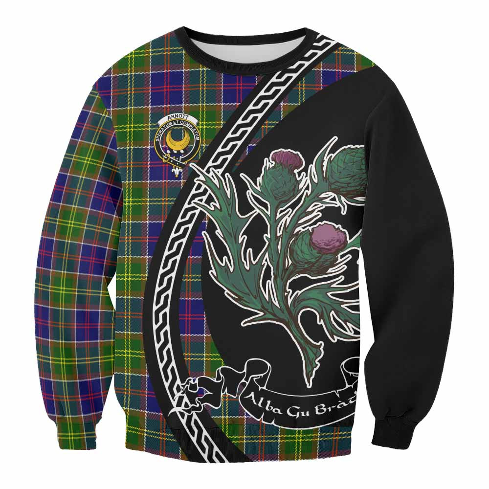 ScotsTee Shop Arnott Family Crest Tartan Sweatshirt Alba Thistle Inspired