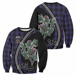 ScotsTee Shop Dunlop Family Crest Tartan Sweatshirt Alba Thistle Inspired
