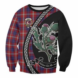 ScotsTee Shop Ainslie Family Crest Tartan Sweatshirt Alba Thistle Inspired