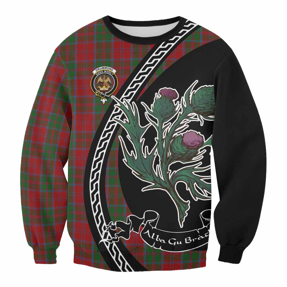 ScotsTee Shop Drummond Family Crest Tartan Sweatshirt Alba Thistle Inspired