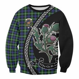 ScotsTee Shop Baillie (Bailey) Family Crest Tartan Sweatshirt Alba Thistle Inspired