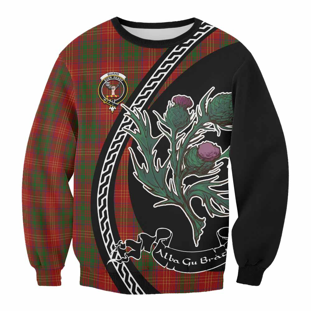 ScotsTee Shop Burns Family Crest Tartan Sweatshirt Alba Thistle Inspired