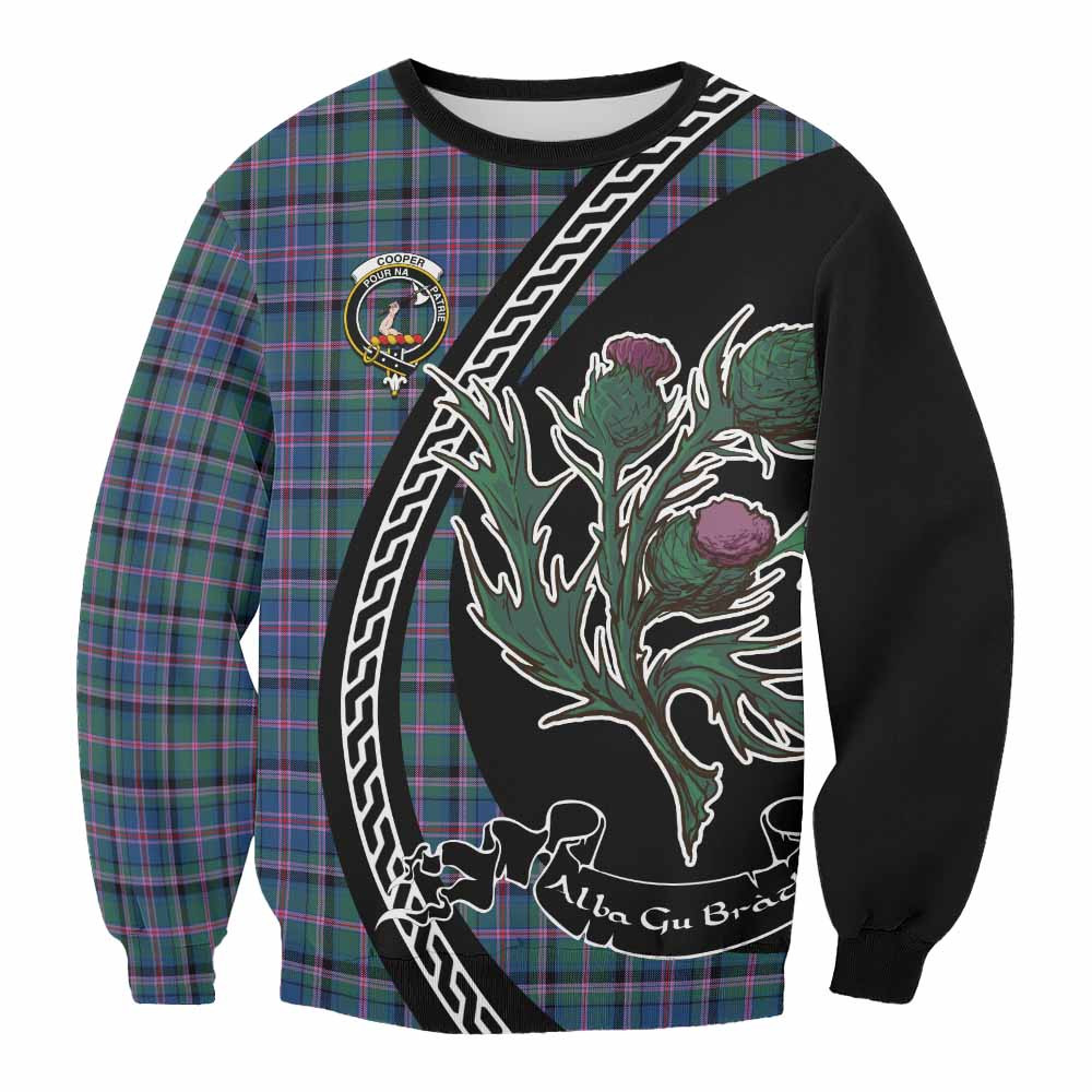 ScotsTee Shop Cooper Family Crest Tartan Sweatshirt Alba Thistle Inspired