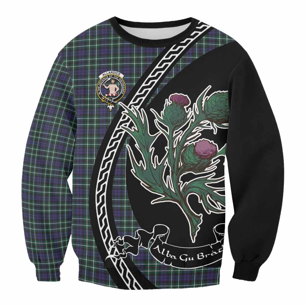 ScotsTee Shop Allardice Family Crest Tartan Sweatshirt Alba Thistle Inspired