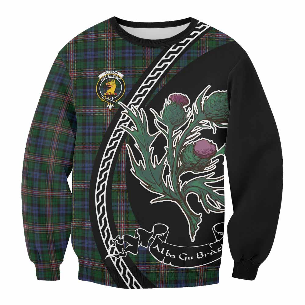 ScotsTee Shop Allison Family Crest Tartan Sweatshirt Alba Thistle Inspired
