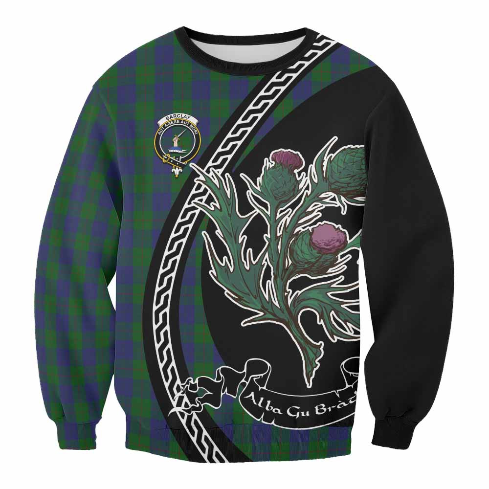 ScotsTee Shop Barclay Family Crest Tartan Sweatshirt Alba Thistle Inspired