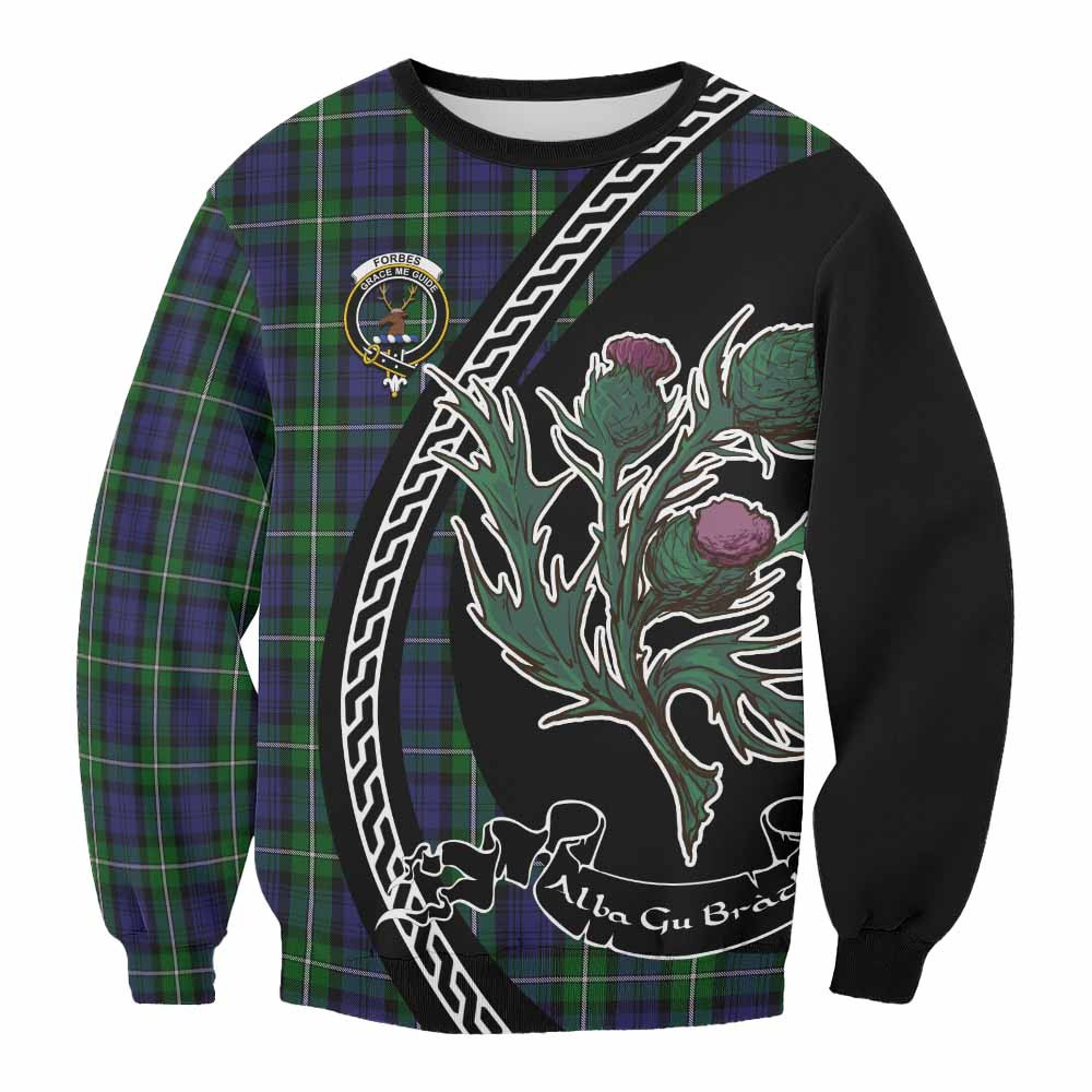 ScotsTee Shop Forbes Family Crest Tartan Sweatshirt Alba Thistle Inspired