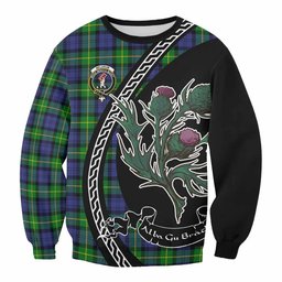ScotsTee Shop Meldrum Family Crest Tartan Sweatshirt Alba Thistle Inspired