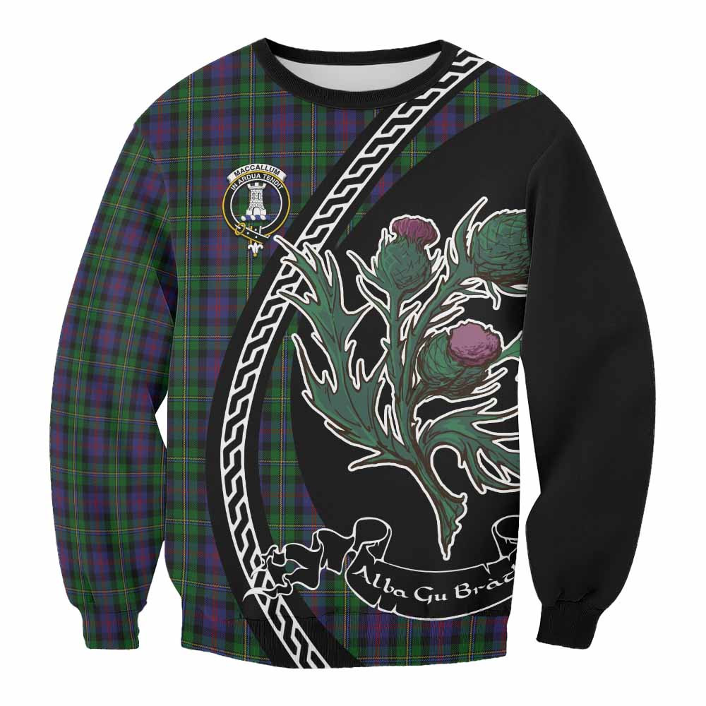 ScotsTee Shop MacCallum (McCallum) Family Crest Tartan Sweatshirt Alba Thistle Inspired