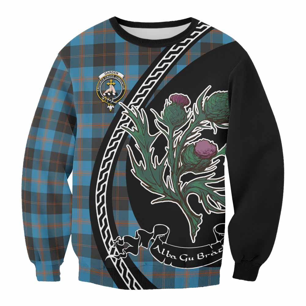 ScotsTee Shop Garden (Gardyne) Family Crest Tartan Sweatshirt Alba Thistle Inspired