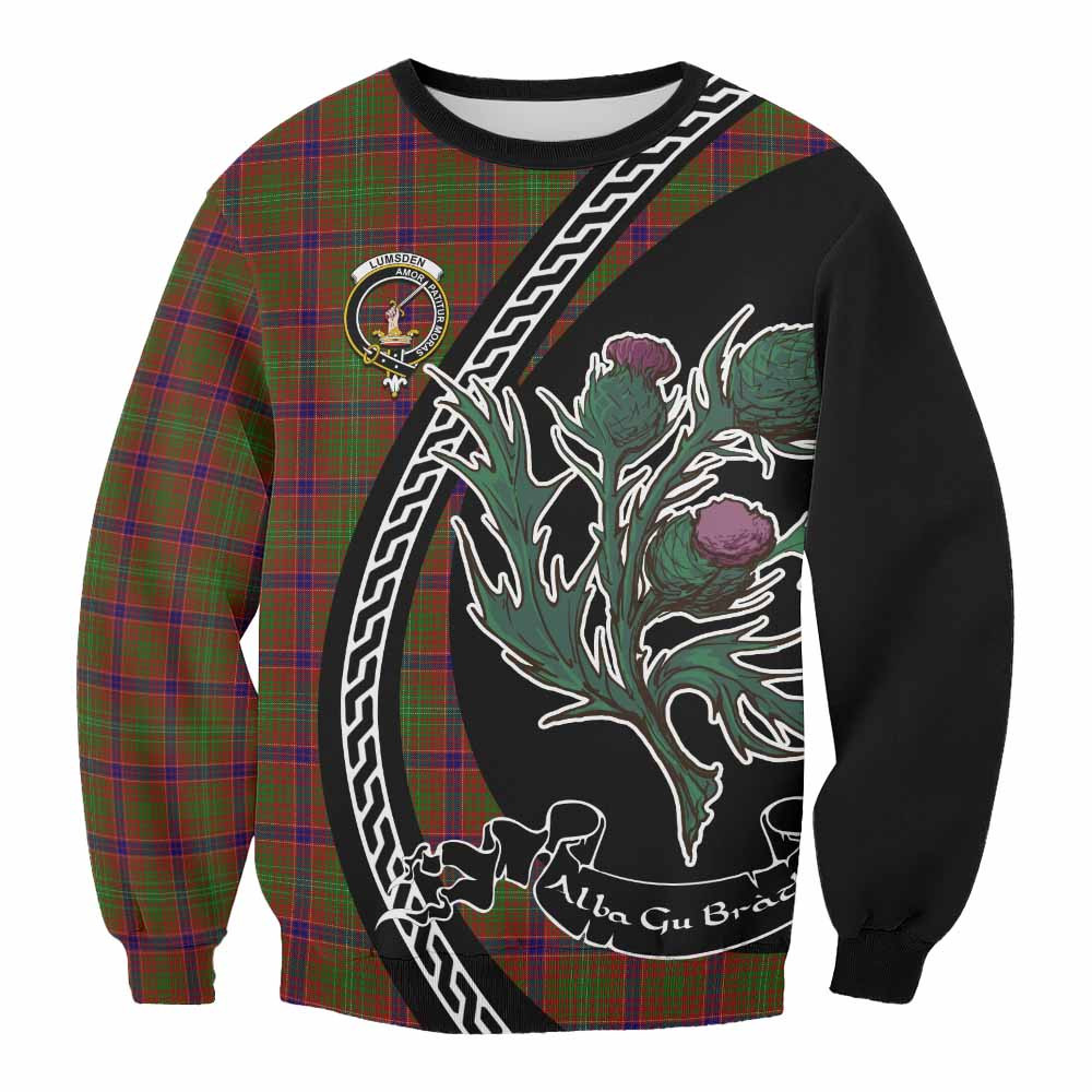 ScotsTee Shop Lumsden Family Crest Tartan Sweatshirt Alba Thistle Inspired
