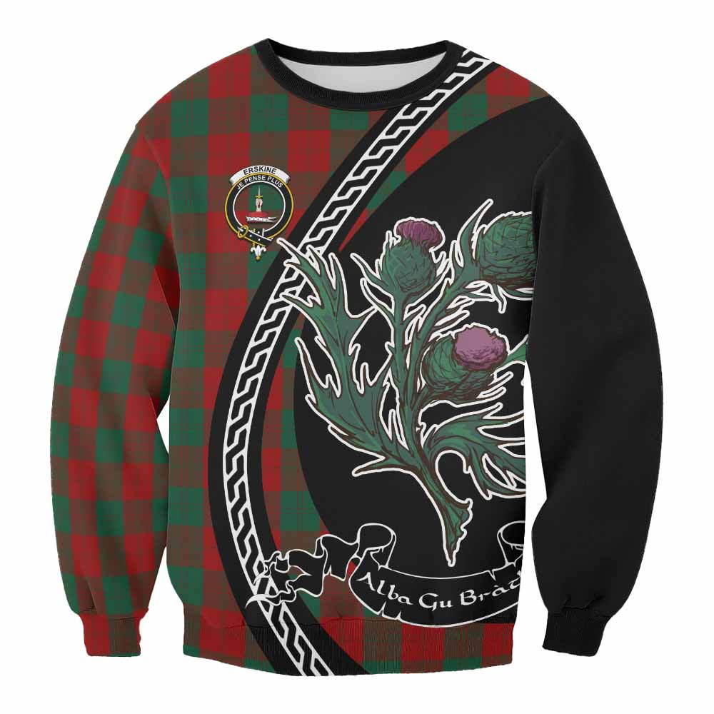 ScotsTee Shop Erskine Family Crest Tartan Sweatshirt Alba Thistle Inspired