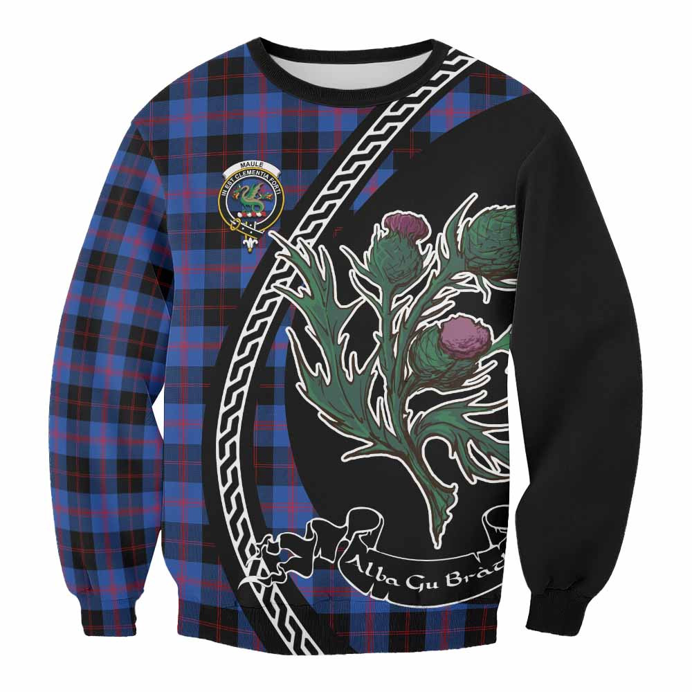 ScotsTee Shop Maule Family Crest Tartan Sweatshirt Alba Thistle Inspired