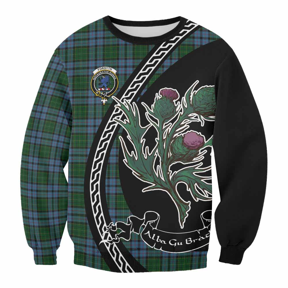 ScotsTee Shop Forsyth Family Crest Tartan Sweatshirt Alba Thistle Inspired