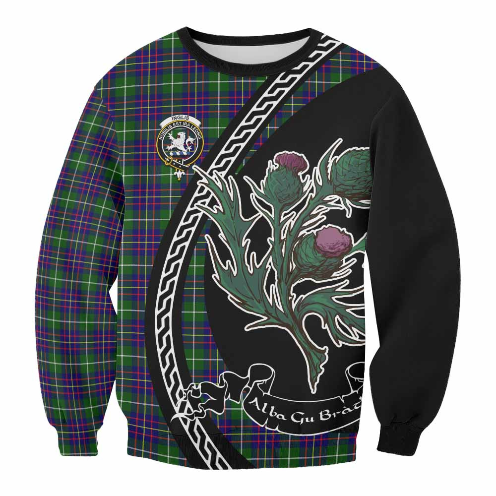 ScotsTee Shop Inglis Family Crest Tartan Sweatshirt Alba Thistle Inspired