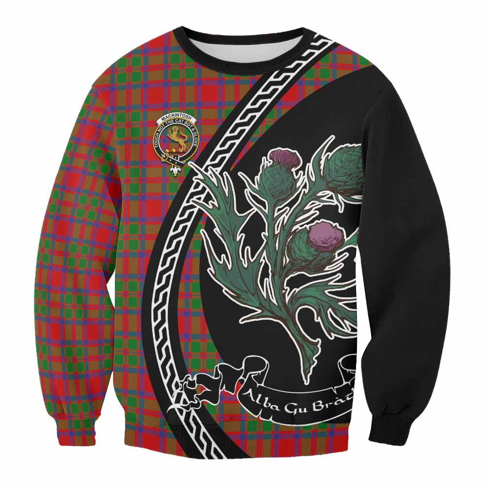 ScotsTee Shop MacKintosh (McKintosh) Family Crest Tartan Sweatshirt Alba Thistle Inspired