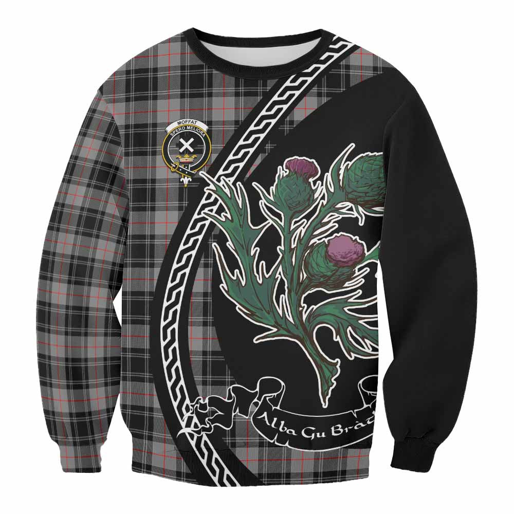 ScotsTee Shop Moffat Family Crest Tartan Sweatshirt Alba Thistle Inspired