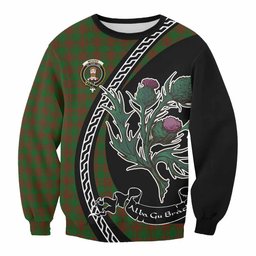 ScotsTee Shop Menzies Family Crest Tartan Sweatshirt Alba Thistle Inspired