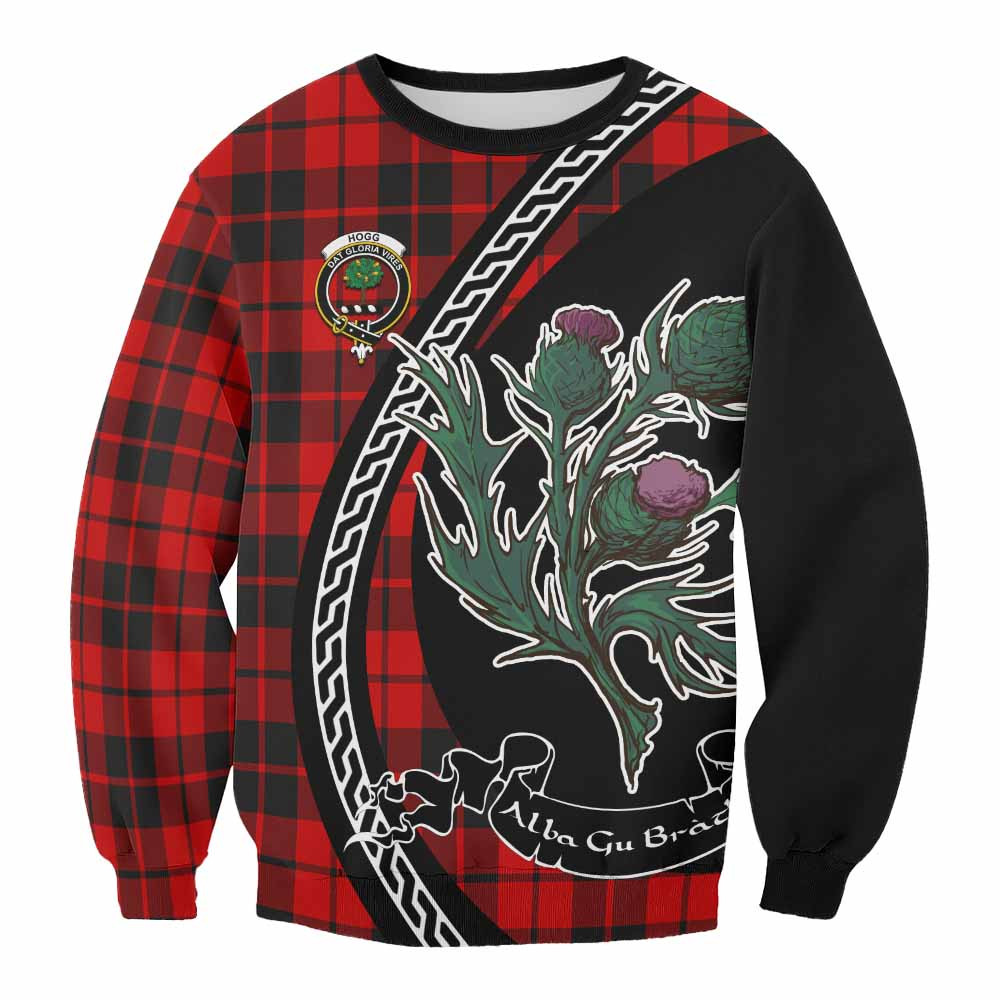 ScotsTee Shop Hogg (Hog) Family Crest Tartan Sweatshirt Alba Thistle Inspired