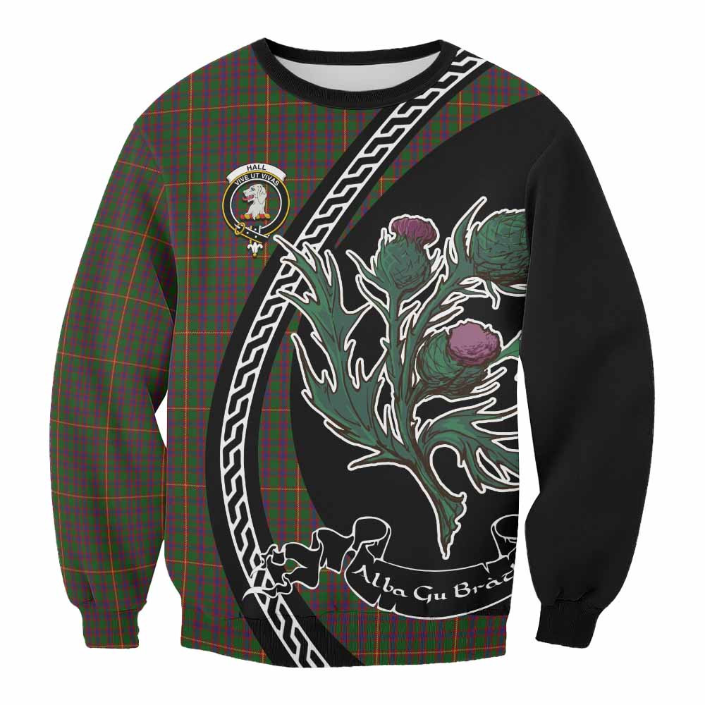 ScotsTee Shop Hall Family Crest Tartan Sweatshirt Alba Thistle Inspired