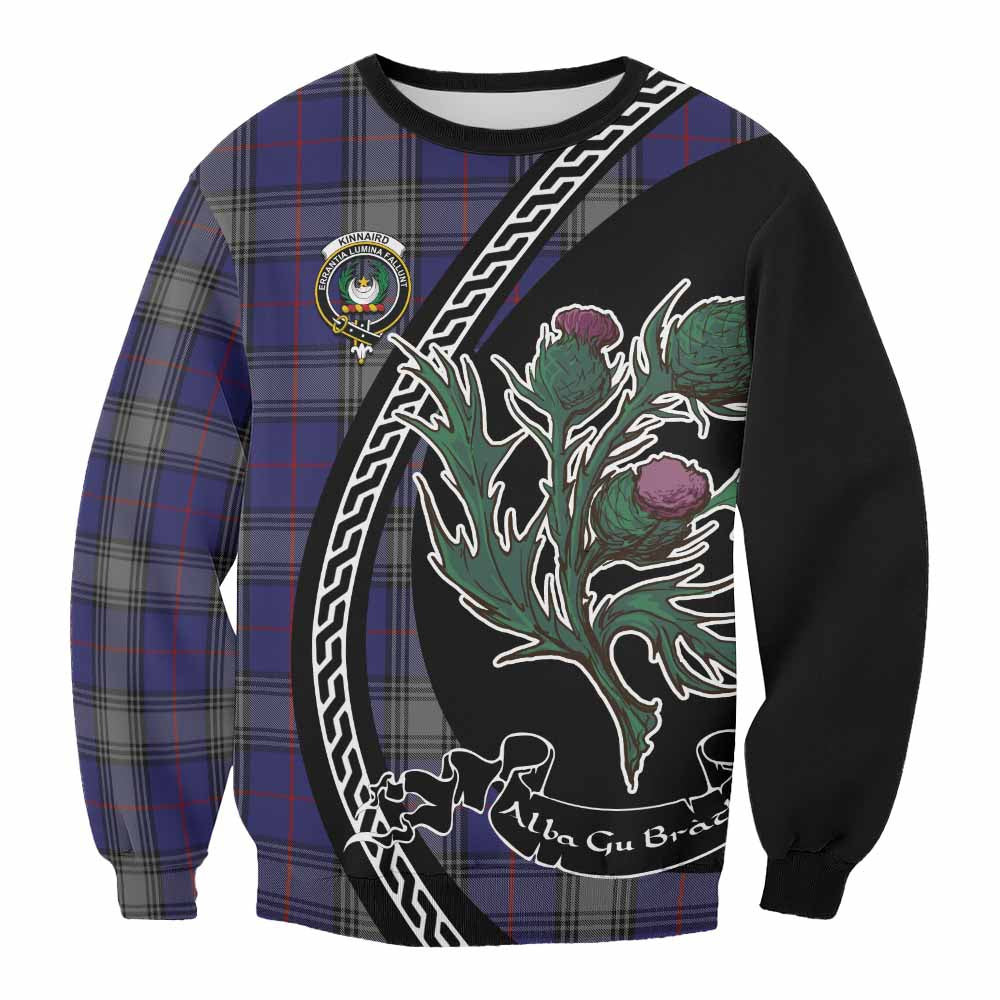 ScotsTee Shop Kinnaird Family Crest Tartan Sweatshirt Alba Thistle Inspired
