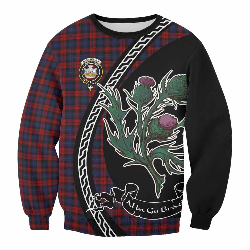 ScotsTee Shop MacLachlan (McLachlan) Family Crest Tartan Sweatshirt Alba Thistle Inspired