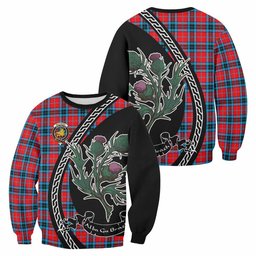 ScotsTee Shop MacTavish (McTavish) Family Crest Tartan Sweatshirt Alba Thistle Inspired