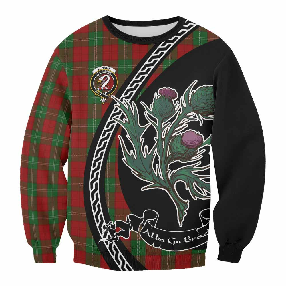 ScotsTee Shop Lennox Family Crest Tartan Sweatshirt Alba Thistle Inspired