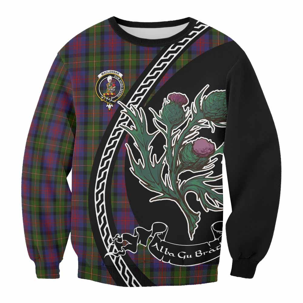 ScotsTee Shop MacLennan (McLennan) Family Crest Tartan Sweatshirt Alba Thistle Inspired