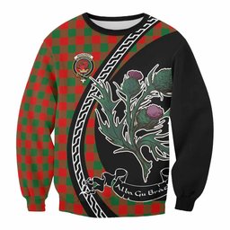 ScotsTee Shop Moncrieff (Moncreiffe) Family Crest Tartan Sweatshirt Alba Thistle Inspired