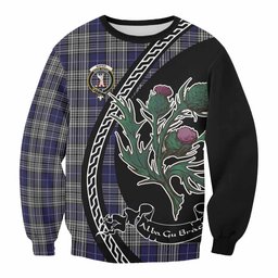 ScotsTee Shop Napier Family Crest Tartan Sweatshirt Alba Thistle Inspired