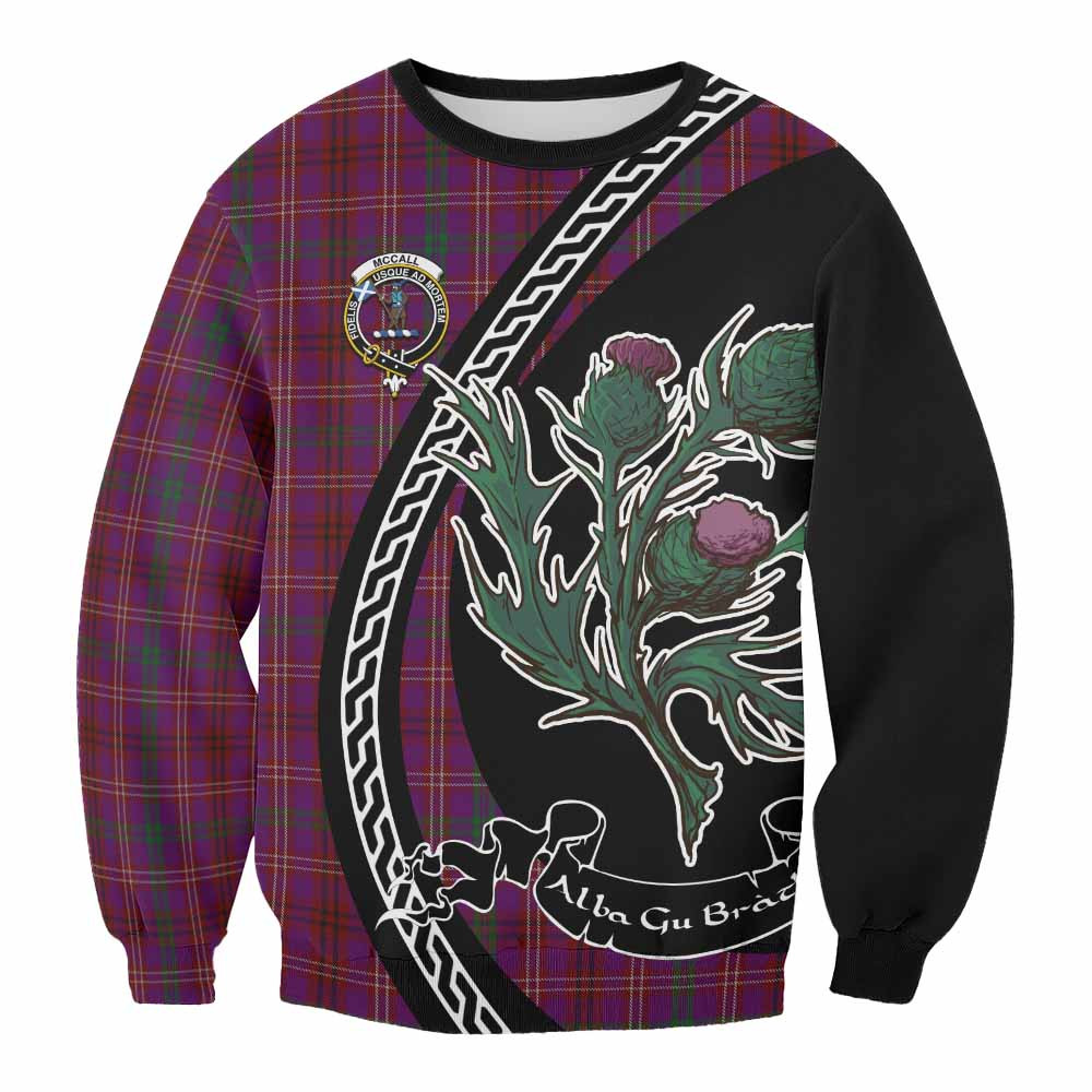 ScotsTee Shop McCall (Caithness) Family Crest Tartan Sweatshirt Alba Thistle Inspired