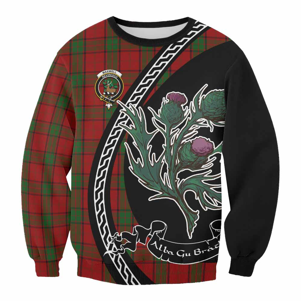 ScotsTee Shop Maxwell Family Crest Tartan Sweatshirt Alba Thistle Inspired