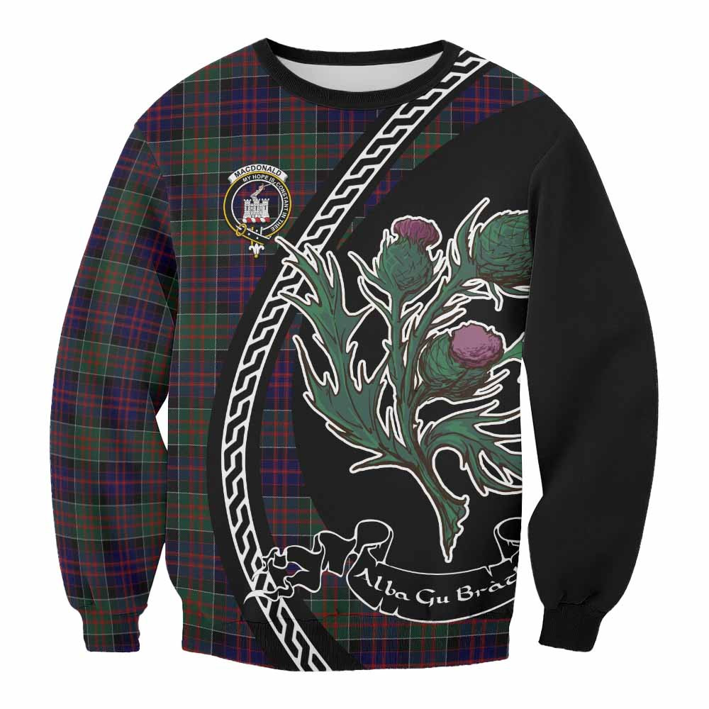ScotsTee Shop MacDonald (McDonald) of Clanranald Family Crest Tartan Sweatshirt Alba Thistle Inspired