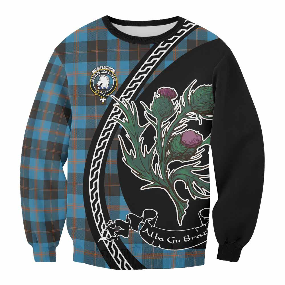 ScotsTee Shop Horsburgh Family Crest Tartan Sweatshirt Alba Thistle Inspired