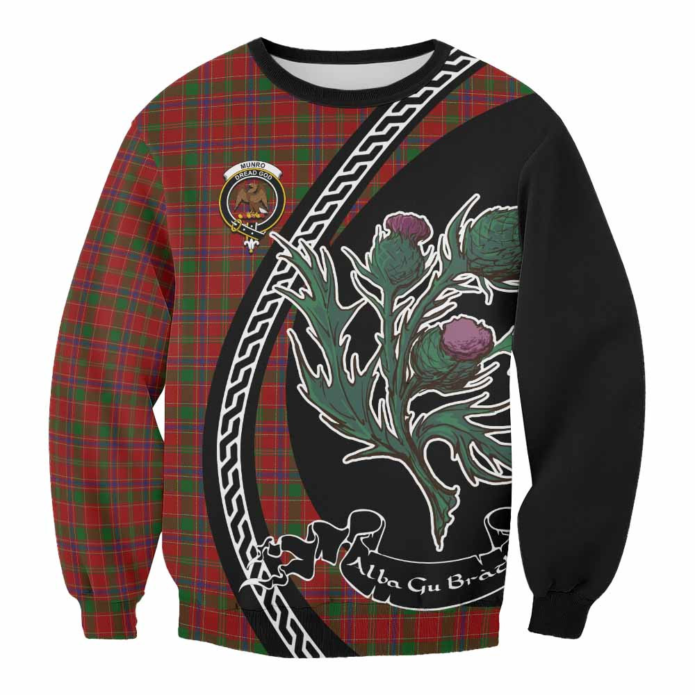 ScotsTee Shop Munro (Monroe) Family Crest Tartan Sweatshirt Alba Thistle Inspired