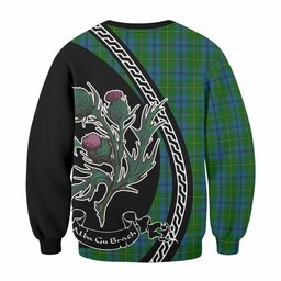 ScotsTee Shop Johnstone (Johnston) Family Crest Tartan Sweatshirt Alba Thistle Inspired
