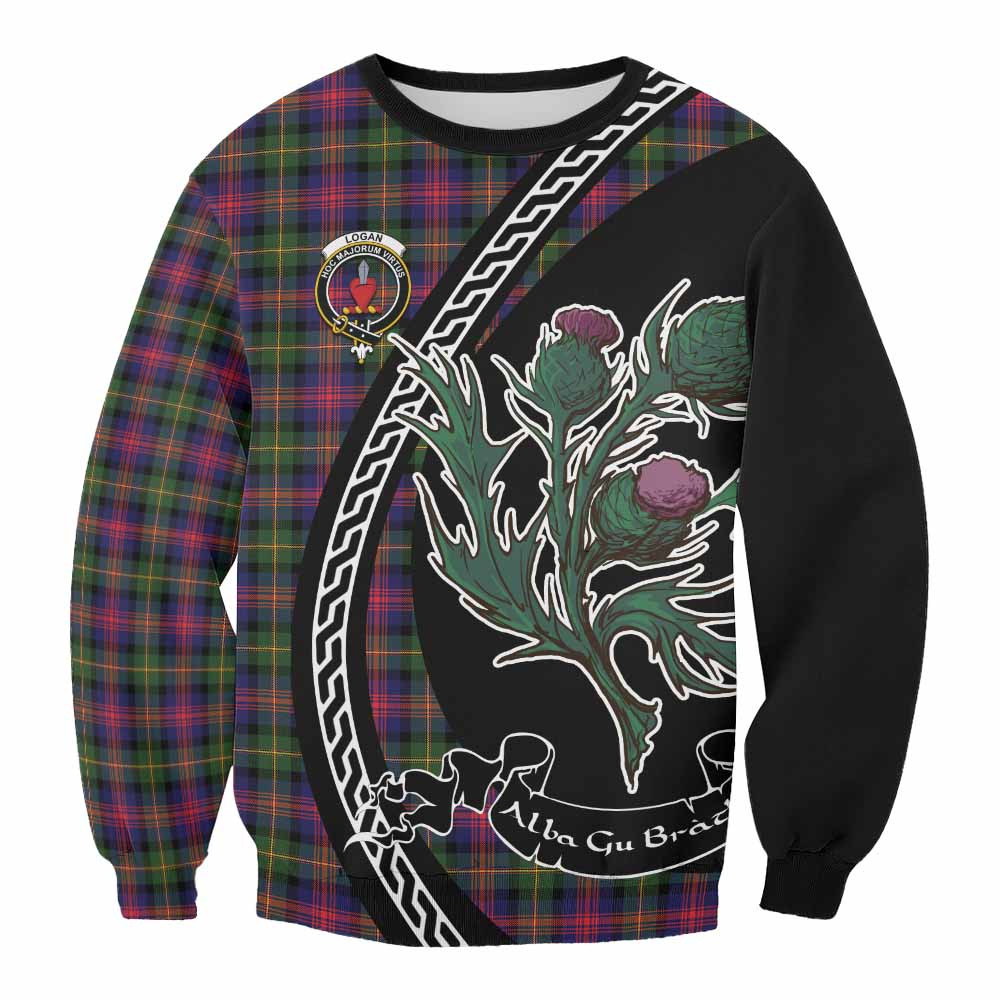 ScotsTee Shop Logan Family Crest Tartan Sweatshirt Alba Thistle Inspired