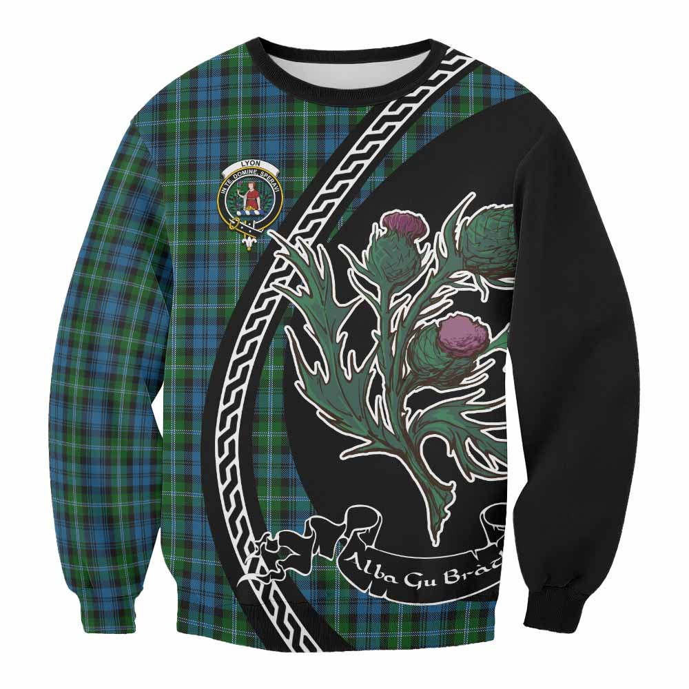 ScotsTee Shop Lyon Family Crest Tartan Sweatshirt Alba Thistle Inspired