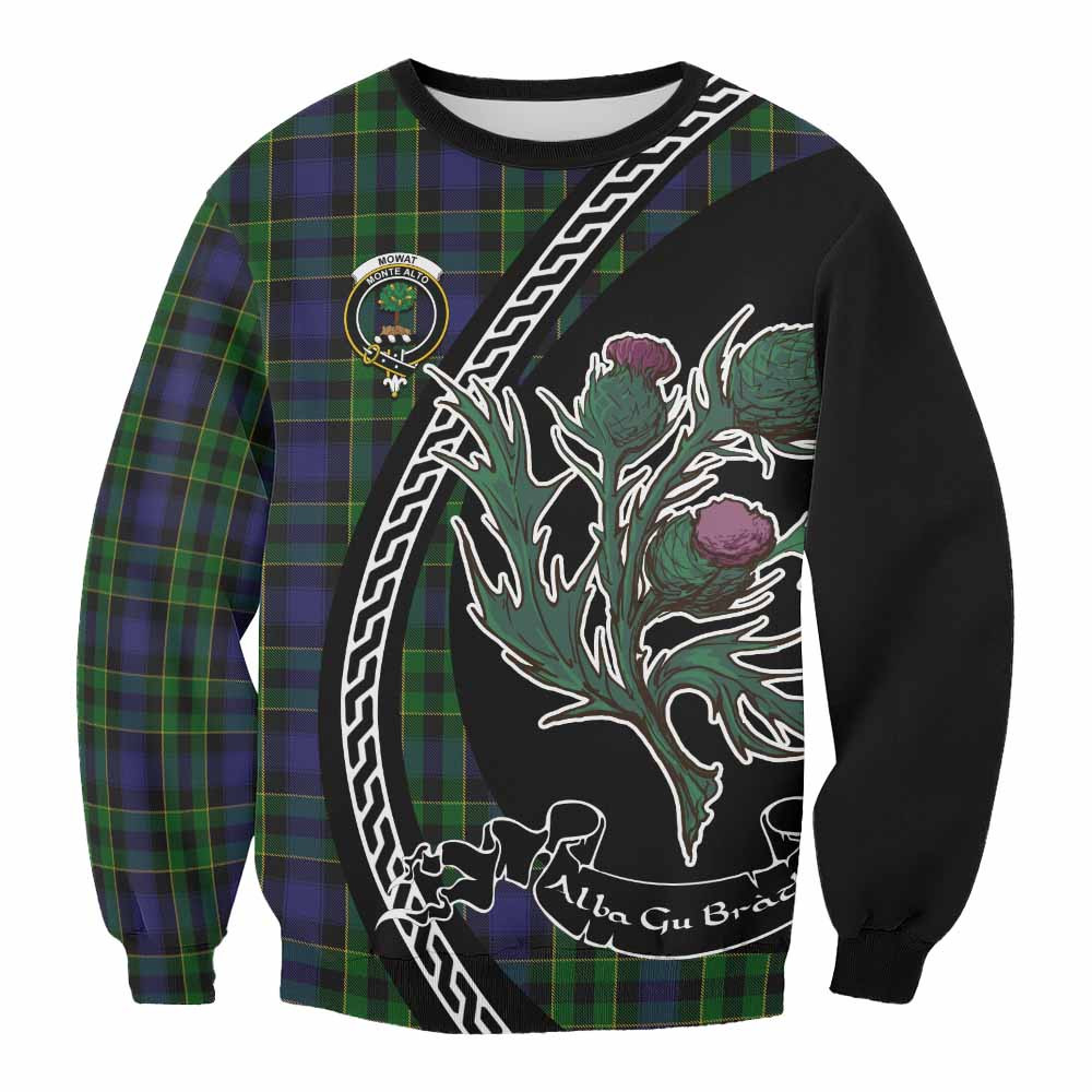ScotsTee Shop Mowat Family Crest Tartan Sweatshirt Alba Thistle Inspired